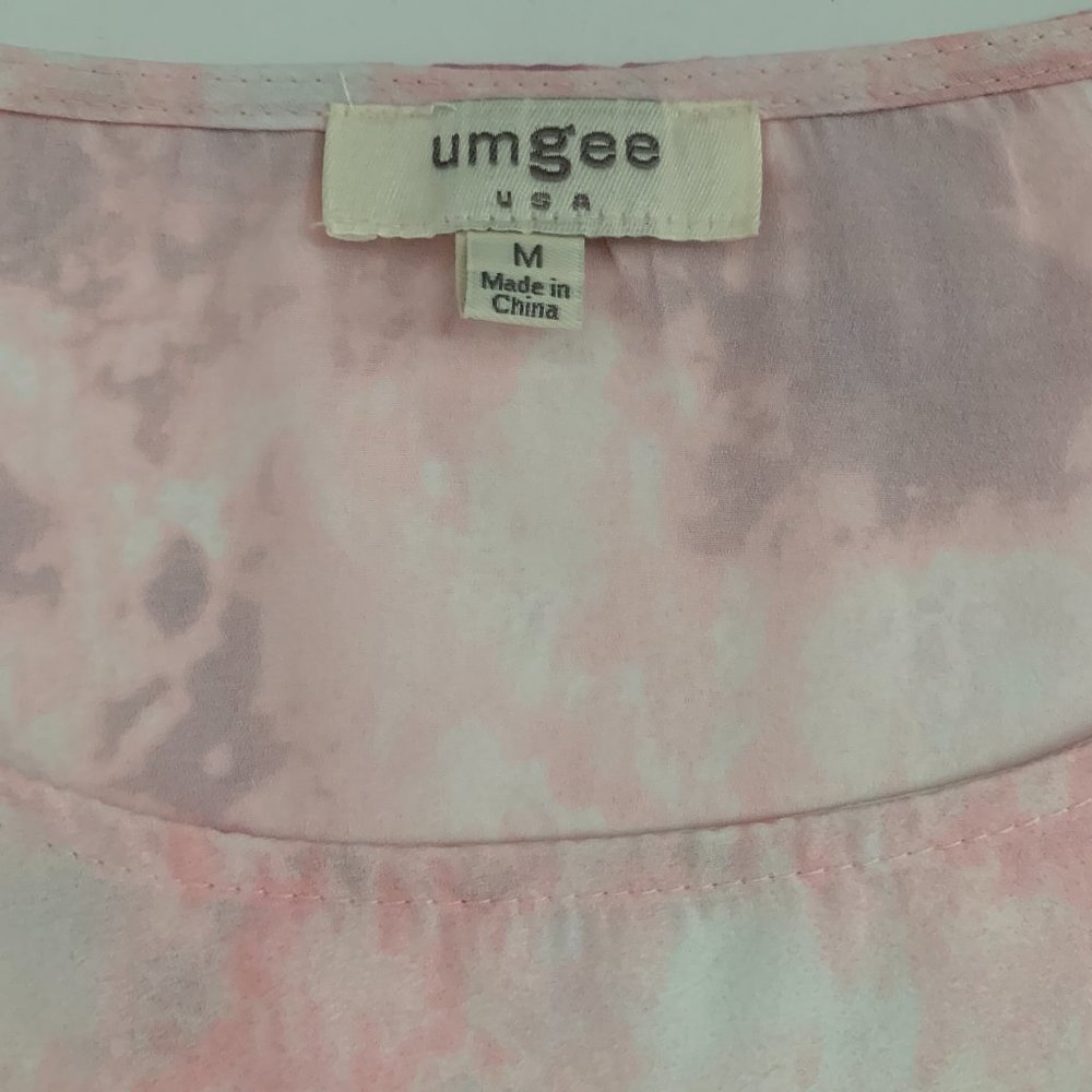 Umgee Pink Tie Dye Short Sleeve Blouse - Picture 3 of 6